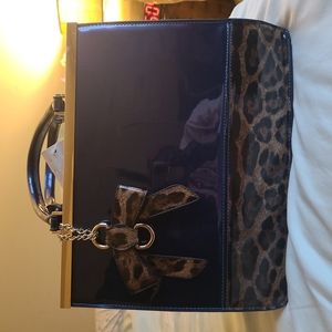 This is a Gorgeous, brand new, classy, royal blue/ leopard patent leather purse!